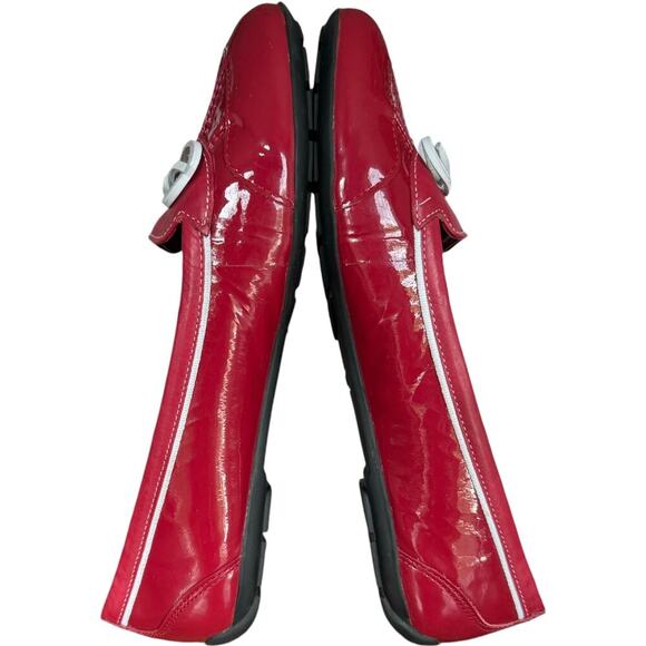 L.L.Bean Coastal Rain Skimmers Patent w/ Plaid Lining Ballet Flat Red 8.5M - Picture 5 of 9